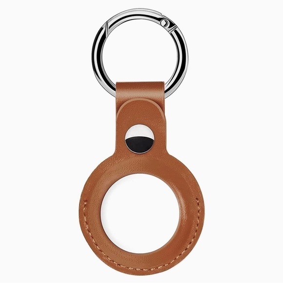 Leather Case For Apple AirTag with Keychain Brown 1st Gen - Picture 1 of 4